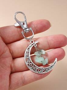 1pc Creative Tassel Turquoise Hollow Moon Key Chain, Unisex, Suitable For Everyday Commuting Wear - Multicolor - View 6