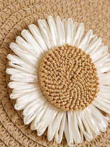 1pc Girls Sunflower Straw Crossbody Bag & Coin Purse - Khaki - View 5