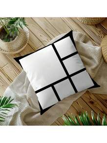 4pcs Set Modern Square Pattern Throw Pillow Covers, Soft & Skin-Friendly Polyester, Contemporary Style Home Decor For Living Room Sofa, 18"X18", Zippered Design - Inserts Not Included