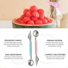 1 件创意水果挖球器、不锈钢西瓜挖球器、雕刻刀水果刀拼盘冰淇淋工具、西瓜勺厨房烘焙工具、水果勺、不锈钢水果球挖掘器、可重复使用的西瓜勺、蔬菜和水果工具、其他水果和蔬菜工具、不锈钢水果切割工具、厨房用具和小工具