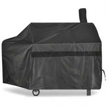 Funda para asador de carbón y pellets de 60 pulgadas, funda para ahumador con desfase, resistente y impermeable de 600D para Brinkmann, Char-Broil, Weber, Nexgrill, New Braunfels y Oklahoma Joe's - Negro - Ver 1