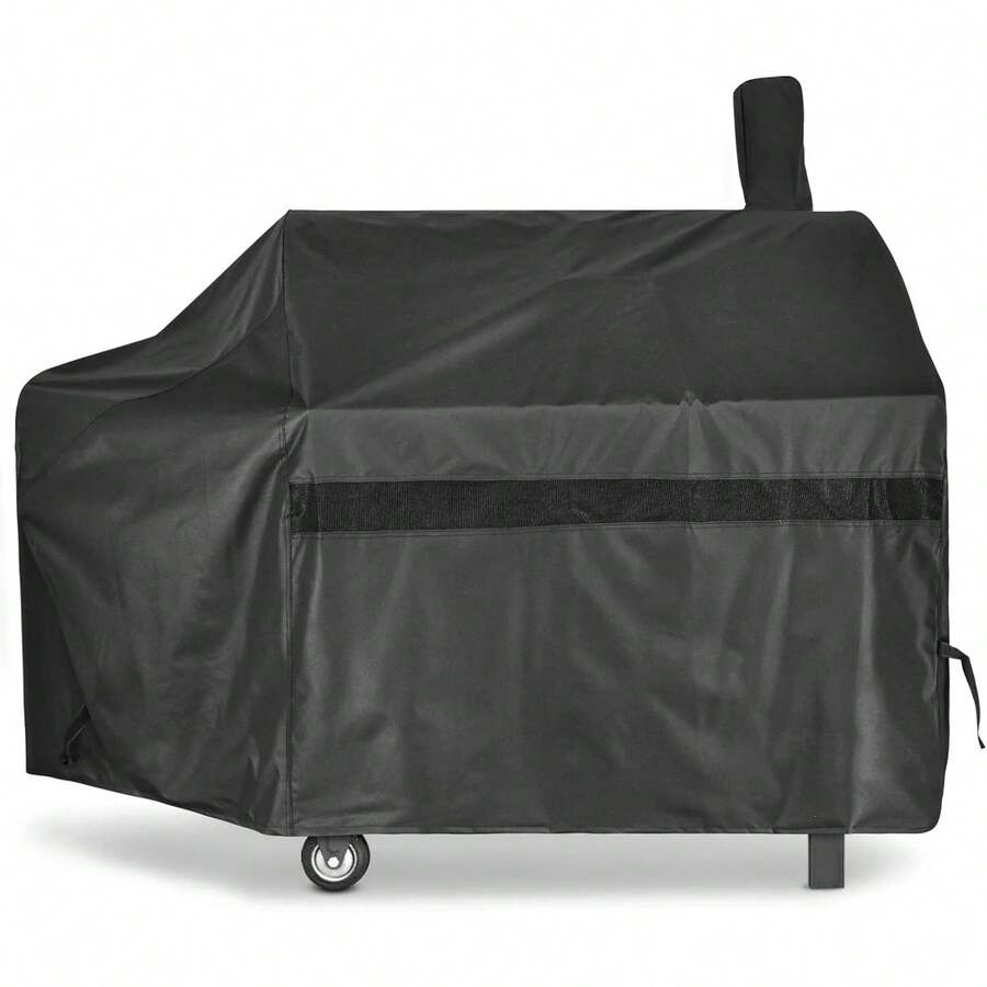 Funda para asador de carbón y pellets de 60 pulgadas, funda para ahumador con desfase, resistente y impermeable de 600D para Brinkmann, Char-Broil, Weber, Nexgrill, New Braunfels y Oklahoma Joe's - Negro - Ver 1
