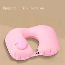 1pc Modern Velvet U-Shaped Inflatable Neck Pillow, Automatic Neck Support, Portable, Multi-Postures, Quick Snap Closure, Hand Washable, Suitable For Travel, Home, Office, Car And Movie Night, Excellent Gift Recommendation For Holiday, Outdoor