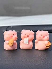 2pcs/3pcs Car Interior Cute Little Pig Ornaments, Center Console, Instrument Panel, Rearview Mirror And Other Small Pig Ornaments Decoration - one-size - View 4
