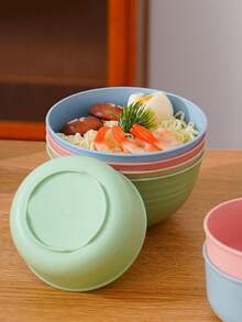 4/8pcs Plastic PP Cereal Bowls, Suitable For Soup, Snacks, Salad, Fruit, Dishwasher & Microwave Friendly, Kitchen & Dining - Multicolor - View 2