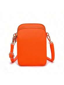 1个休闲时尚斜挎迷你包，带手机袋、竖款零钱包、运动钱包、耳机插孔、可调节肩带，适合女孩、旅行、返校、送礼。