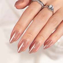 Press On Nails Almond - Fall Press On Nails Meidum Chrome Nails, Light Weight & Fit Perfectly, Fake Nail With Nail Glue, Brown Glue On Nails In 15 Sizes, Chocolate Glazed - Chocolate Glazed - 查看 1