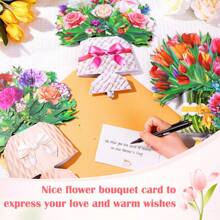 1pc 13-Inch Paper Flower Bouquet Greeting Card With Blank Note Card And Envelope, Ideal Gift For Celebrating Love, Birthday, Anniversary, Special Occasions, Valentine's Day,Back To School,School Supplies