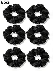 24/12/10件套女士纯色缎面丝绸发圈，柔软缎面弹力发带，不伤发，适合高马尾和日常佩戴