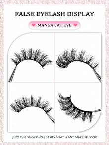 Asiteo 7 Pairs Cartoon Fluffy Cat Eye False Eyelashes, With Flared Ends, Extra Long Soft & Natural Looking Faux Mink Lashes - 眼尾拉長款 - 查看 6