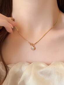 1 Stück 18 Karat vergoldetes Edelstahl Blasen Schlangenknochen & Rund Diamant Armband, zart, luxuriös, Nischenentwurf, anspruchsvolles Accessoire für den täglichen Gebrauch