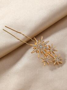 1 Stück/5 Stücke Schneeflocke Vintage Palast Stil Glashaar Stick Dekoration, universelle 6-zackige Stern Braut Haarschmuck