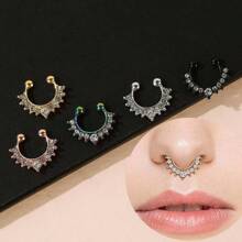 5/4/1 Multicolor Copper Diamond-Studded Nose Ring, Nose Stud Body Piercing No Hole Nose Jewelry Nose Clip Ear Clip Dual-Purpose Accessory With Size Marking For Clear Product Identification