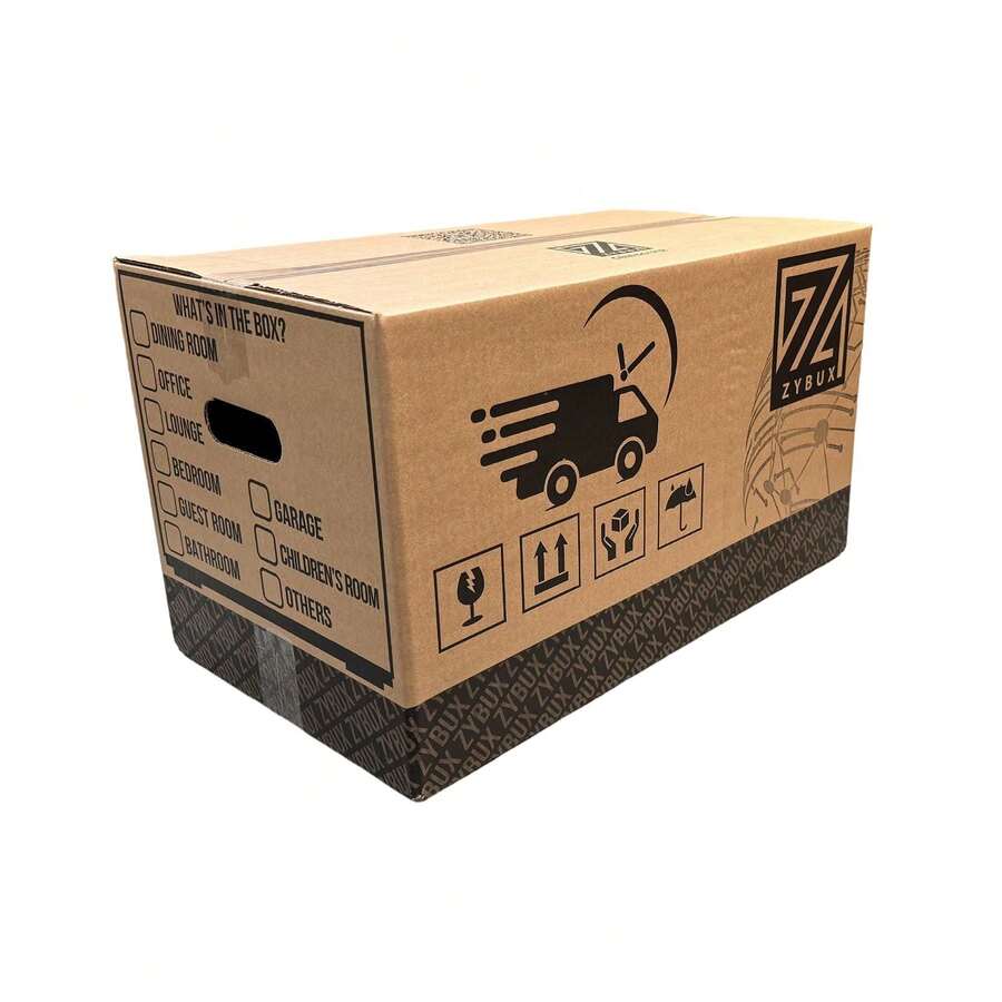 5/10/20 Large Strong Cardboard Moving Boxes - Removal Boxes For Moving House - Packing & Storage Cartons With Carry Handles 52cm X 30cm X 30cm - Approx. 20"X12"X12" - Brown - View 1