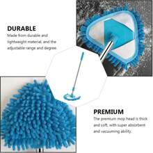 1 Conjunto Mop Triangular DomeUp com Cabo Telescópico - Ferramenta de Limpeza Multiuso para Sala de Estar, Quarto, Banheiro, Cozinha e Uso Externo - Sem Cantos Mortos, Cabeça de Resina, Plástico, Operação Manual - Ideal para Limpeza de Natal e Ação de Graças, Mop de Limpeza | Mop com Cabo Telescópico | Mop com Cabeça de Resina