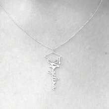 Collar de temporada de graduación, collar de gorra de doctorado, collar de vuelta al colegio, collar para damas, artículos personalizados, joyería, collar para parejas, artículos personalizados, regalos de cumpleaños para novio, collar para mejor amiga, collar con inicial, collar con nombre, joyería de acero inoxidable - Multicolor - Ver 8