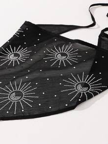 1 件水晶闪亮海滩、假日头带/头巾头巾头巾头巾秋冬发带发饰女士度假装女士 - 黑色 - 查看 2