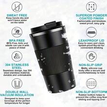 1pc Stainless Steel Vacuum Insulated Coffee Bottle, High-Quality Portable Tumbler Cup For Car, Suitable For Outdoor Camping, Travel, Sports, Fitness, Large Capacity & Leak-Proof