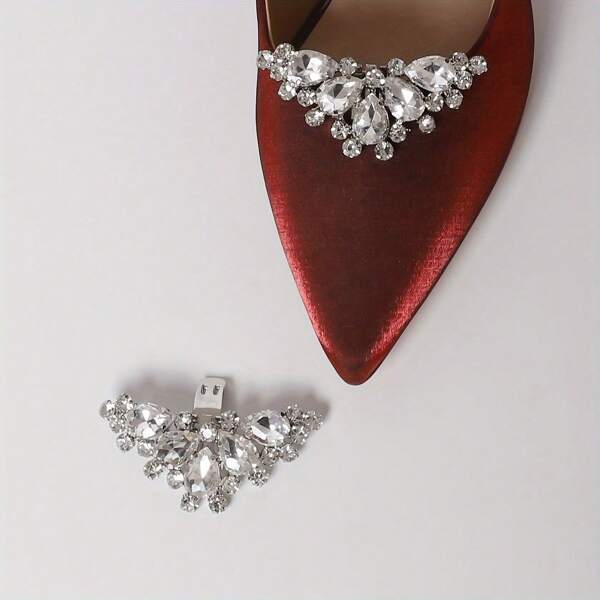 2pcs Fashionable Artificial Rhinestone Detachable DIY Shoe Clips, Suitable For High Heels, Sneakers, Gifts, Parties, Versatile, Casual, Students
