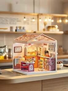 طقم منزل دمية مصغرة لل-DIY، مجموعة إنشاء مايكروسكوبي لمنزل الميك آب وتفاصيل الغرفة الداخلية بإضاءة LED، هواية وحرفة للبالغين هدايا فريدة للمراهقين