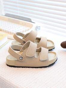 Summer Kids Hook And Loop Adjustable Toe Open Sandals, Comfortable Versatile Casual Indoor/Outdoor Beach Slippers - Beige - View 5
