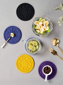 lovely flower Set Of 3pcs Traditional Round Silicone Coaster,Cup Mat Kitchen Table Heat-Resistant Coasters And Thick Insulation Pads//Coaster Set For Home Decor Tabletop Protection Suitable For Kinds Of Cups