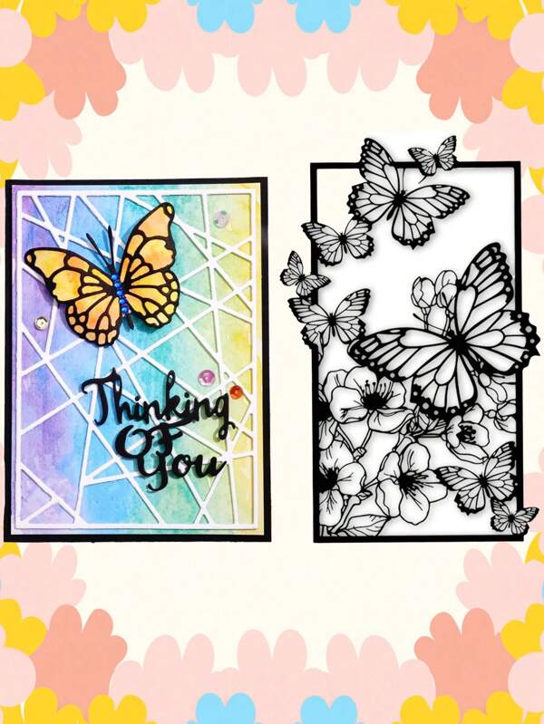 1 Pc Butterfly Background Metal Cutting Die For Card Making Metal Die Cutting Die Template For Scrapbook Album Journal Greeting Card Embossing Paper Craft Decoration