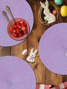 1/4/6 Pcs 15 Inch Round Woven PP Placemats, Washable Non-Slip Heat Resistant, Suitable For Home Dining Table Decor, Holiday Party, Wedding, Outdoor - Multicolor - View 4