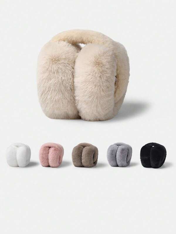 1pc Multi-Color Winter Ear Cover Foldable Ear Protection Plush Ear Muffs Warm Anti-Freezing Ear Warmer Thickened FemaleColor Is Random.