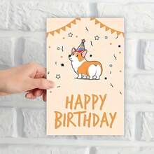 1/2/5/10 张可爱的柯基犬生日贺卡，非常适合爱狗人士发送给家人、朋友和同事 - 生日快乐卡 - 彩色 - 查看 4