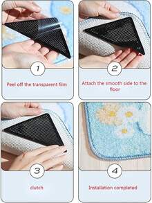 Rug Grippers, Reusable And Washable Non Slip Carpet Tape, PU Rug Pads Grippers For Hardwood Floors And Tiles, Double-Sided Adhesive Rug Stickers Keep Your Rug In Place And Make Corner Flat - Multicolor - View 4