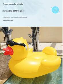 Inflatable Pvc Water Floating Raft, Large Yellow Duck Floating Raft For Swimming Pool, Inflatable Floating Bed For Tanning Pool Lounge Chair, Summer Swimming Pool.