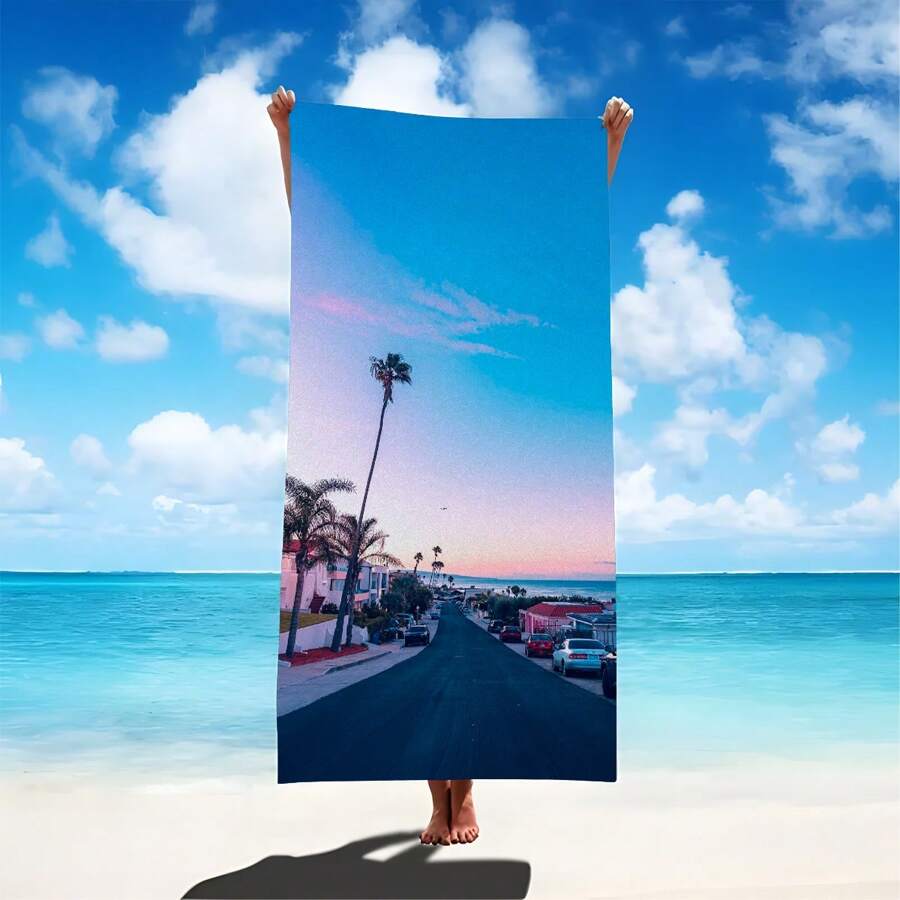 1 Pc Ultra-Fine Fiber Beach Towel, Suitable For Beach, Bathroom, Swimming, Quick Dry, Absorbent And Lightweight