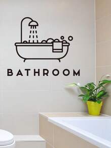 1 Pc Home Decor Bathroom Wall Sticker Durable Waterproof PVC Sticker Self-Adhesive Easy To Peel Suitable For Bathroom Wall Stickers Window Door Stickers Home Decor Make Your Home New Holiday Decor Stickers Birthday Graduation Gift