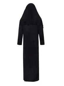 1pc Women Adult Fancy Dress Halloween Costume Outfit, Black Horror Long Robe Stage Performance Cos Play