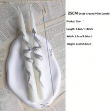 2 pièces/Paquet Moule en silicone pour bougie de dîner cylindrique en spirale de 25 cm, moule en cire de soja cylindrique torsadé, moule pour bougie serpent autour de la colonne haute pour fête, décoration de la maison, Halloween