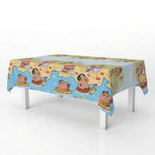 1 pieza Mantel con tema de carpincho de dibujos animados, mantel impreso con lindos carpinchos en agua de piscina, adecuado para decoración de mesa en fiesta de cumpleaños - Multicolor - Ver 5