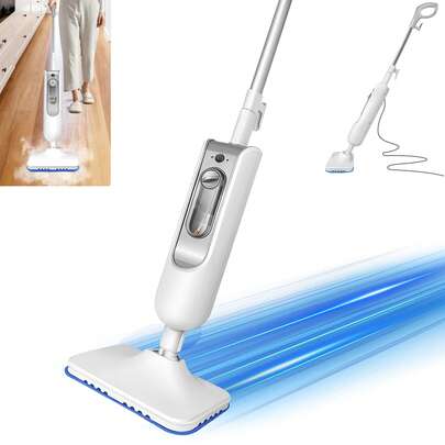 Lucn 1500W Smart Electric Steam Mop / Steam Cleaner / Steam Broom / Steam Scrubber / Floor Cleaning Device, 400ml Water Tank, With 2 Reusable Mop Pads, Carpet Glider, Measuring Cup & 4.8m Cord - 2-Gear, Integrated Design, Long Endurance, 20s Fast Heating, High Steam Volume, Lightweight, Suitable For Multi-Surface Floors & Carpets Cleaning, Steam Volume >28g/Min