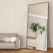 CASSILANDO 180x80cm Standing Mirror, Black Floor Large Mirror, Standing Mirror, Against Wall For Bedroom, Panel And Wall-Mounted Thin Frame Mirror - 黑色 - 查看 3