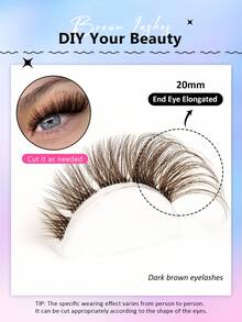Asiteo 7 pares de pestañas postizas de ojos de gato de color marrón oscuro, con tallo transparente, cómodas y suaves, reutilizables, adecuadas para maquillaje diario - Pestañas Ojos de Gato - Ver 2