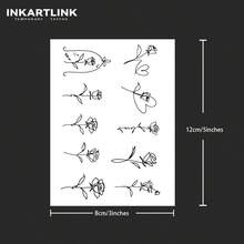 Non-Permanent Tattoo Technology, Various Rose Flower Design Temporary Tattoo Stickers, Faux Waterproof Sweatproof Long-Lasting 1-2 Weeks Tattoo, Body Tattoo Stickers For Women - 黑色 - 查看 5