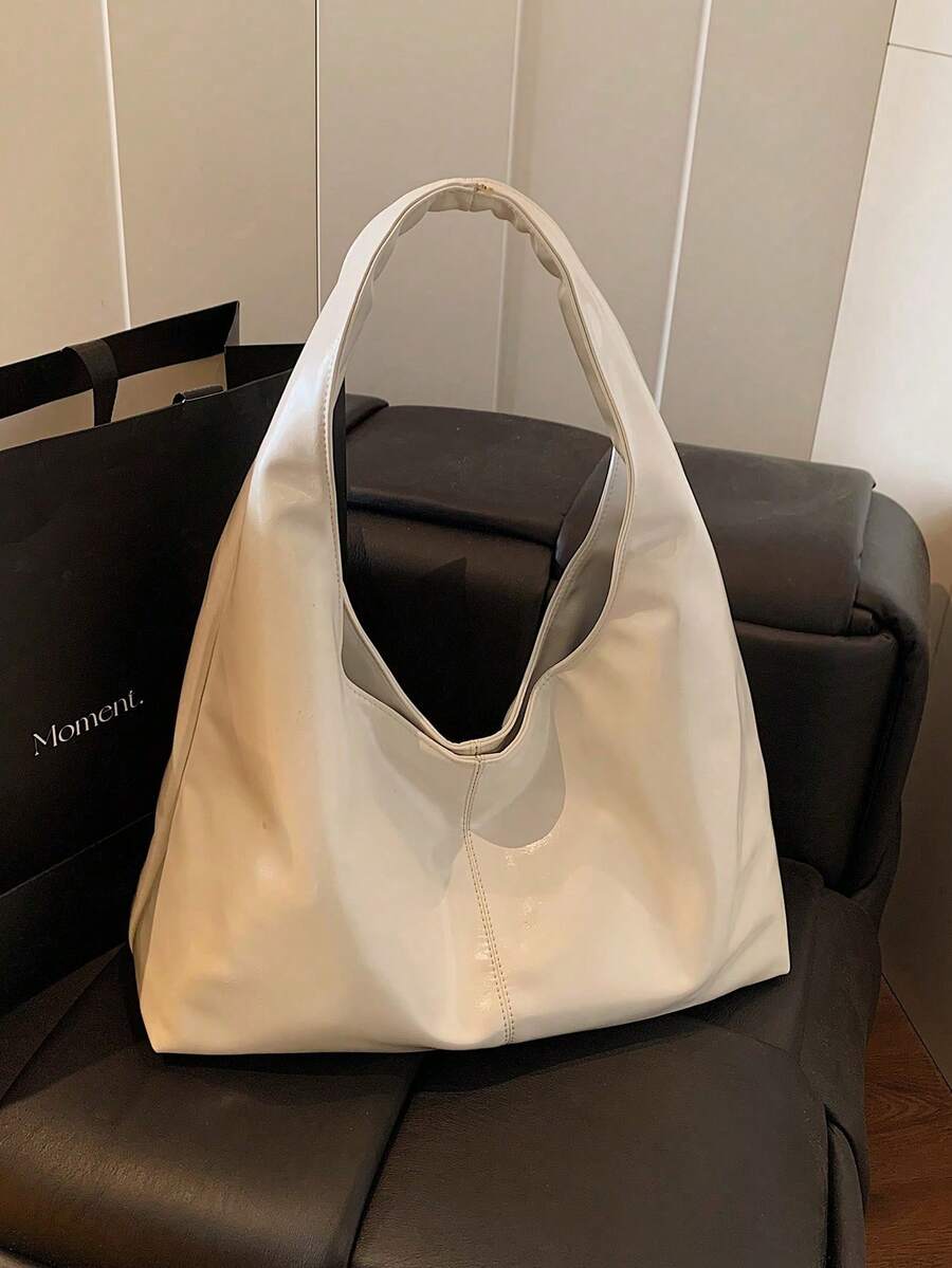 Dedoo 1件纯色新款PU个性化日常通勤手提包，简约托特包，单肩包，腋下包，带模块化信封袋和零钱包