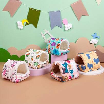 1 件随机颜色和款式，仓鼠窝，鸟窝，兔子、松鼠、蜜袋鼯、珍珠鹦鹉、金丝雀、鹦鹉小型宠物用品，冬季温暖筑巢