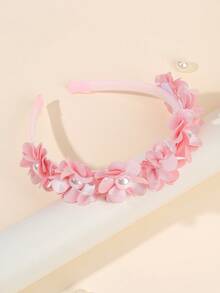 1 Pieza Bandas de Pelo de Tela Rosa para Niñas, Diadema con Flor para Niñas, Accesorios de Pelo Lindos para Regalos de Fiesta de Niña - diadema - Ver 3