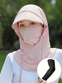 1 Piece Face Mask, Hat, & Arm Sleeve Set, Neck Protective Gear For Outdoor Activities Like Hiking, Climbing, Fishing, Cycling Ski Masks