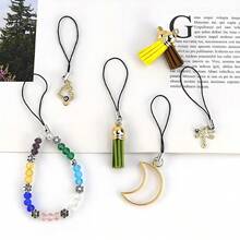 100 piezas de Cordón de teléfono negro con anillos divididos plateados | Versátiles para teléfonos celulares, USB, MP3, llaveros y proyectos DIY - Negro - Ver 6