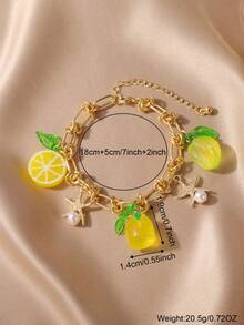 1 chiếc vòng tay tua rua hình quả chanh và sao biển ngọt ngào, thích hợp cho phụ nữ đeo hàng ngày và ngày lễ - Nhiều màu - Xem 4