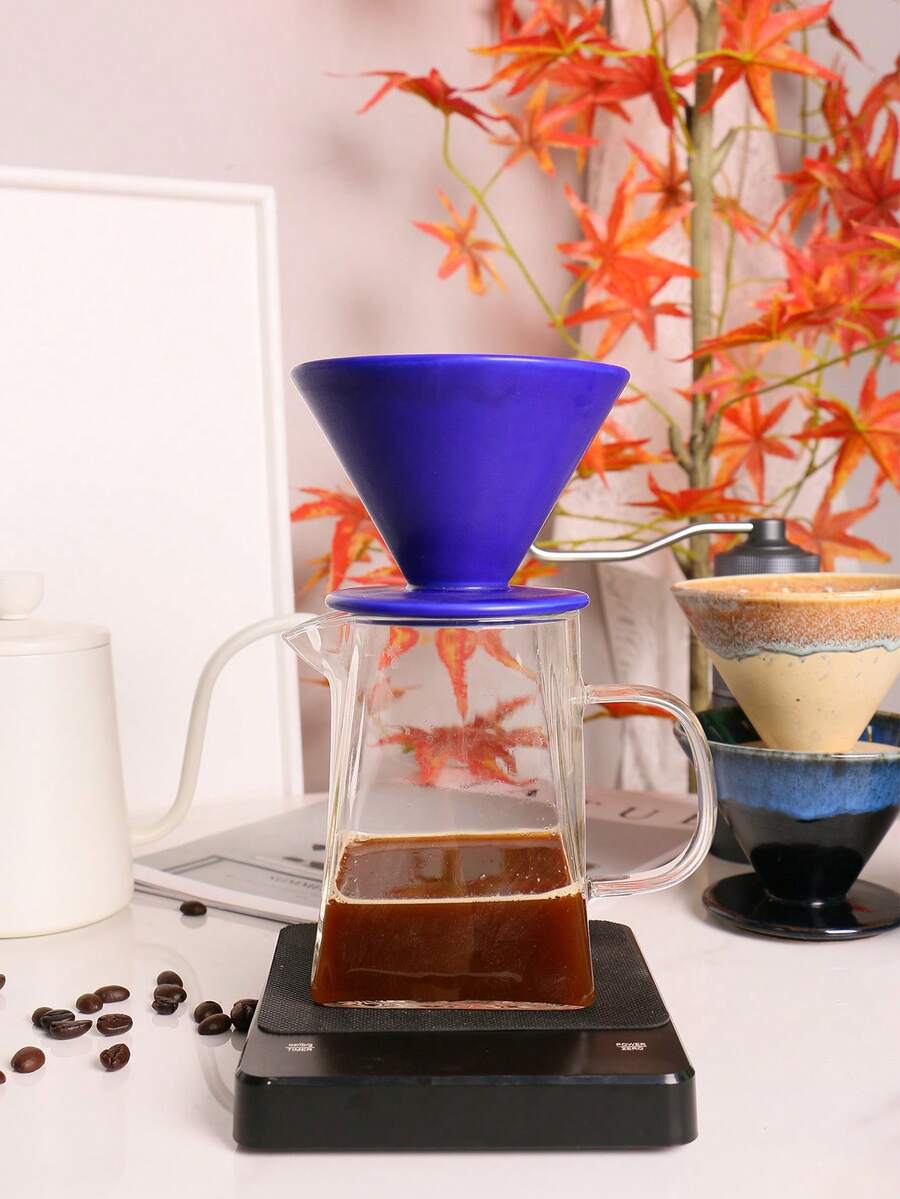 1 件大号可重复使用陶瓷手冲咖啡过滤器、无纸滴滤咖啡漏斗、陶瓷咖啡分享壶滴滤器 Back To School