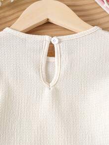 Set de 2 piezas de top de manga larga con lazo y pantalones vaqueros para niña, para primavera/otoño - Albaricoque - Ver 5