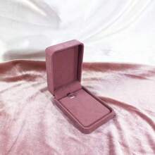 1pc New Gold-Plated Round Corner Pink Velvet Jewelry Box, Ring Necklace Bracelet Bangle Case, Fashionable Accessories Packaging